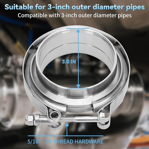 مشبك شفة على شكل حرف V مقاس 3 بوصات مع حواف للذكور والإناث، هيكل من الفولاذ المقاوم للصدأ 304. مشبك على شكل حرف V مقاس 3 بوصات مناسب لأنابيب العادم، والشواحن التوربينية، ومشعبات العادم السفلية، 4 قطع in Kuwait