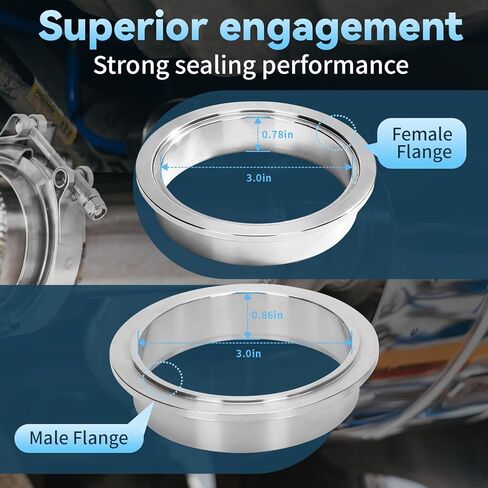 مشبك شفة على شكل حرف V مقاس 3 بوصات مع حواف للذكور والإناث، هيكل من الفولاذ المقاوم للصدأ 304. مشبك على شكل حرف V مقاس 3 بوصات مناسب لأنابيب العادم، والشواحن التوربينية، ومشعبات العادم السفلية، 4 قطع in Kuwait