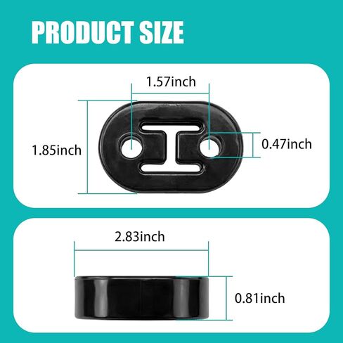 MLY 4 PCS Rubber Exhaust Hanger, Muffler Hangers with 2 Holes 0.47 Inch, Heavy Insulator Support Bushing Mount, Universal Tailpipe Damping Hanger for Muffler Exhaust System (Black) in Saudi Arabia