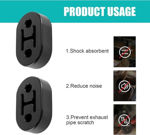 MLY 4 PCS Rubber Exhaust Hanger, Muffler Hangers with 2 Holes 0.47 Inch, Heavy Insulator Support Bushing Mount, Universal Tailpipe Damping Hanger for Muffler Exhaust System (Black) in Saudi Arabia