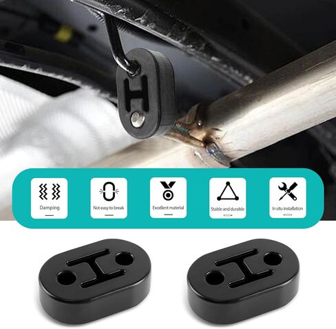 MLY 4 PCS Rubber Exhaust Hanger, Muffler Hangers with 2 Holes 0.47 Inch, Heavy Insulator Support Bushing Mount, Universal Tailpipe Damping Hanger for Muffler Exhaust System (Black) in Saudi Arabia