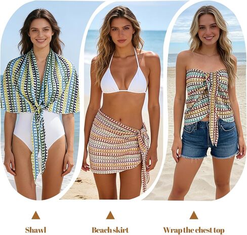 Swimsuit Coverup for Women, Beach Vacation Sarong Wraps Skirt Sheer Bikini Cover Up in Saudi Arabia