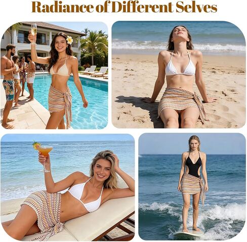 Swimsuit Coverup for Women, Beach Vacation Sarong Wraps Skirt Sheer Bikini Cover Up in Saudi Arabia