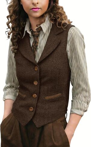 سترات نسائية من التويد متعرجة صدرية بدون أكمام ورقبة على شكل حرف V صدرية للعمل والمكتب in Kuwait