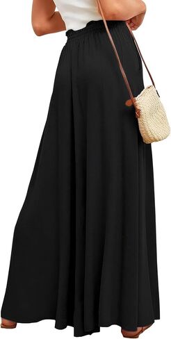 Ulovmi Women's Wide Leg Palazzo Pants High Waisted Flowy Lounge Trousers with Pockets in Saudi Arabia