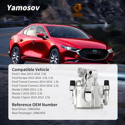19B6284A 19B6285A مجموعة فرجار الفرامل الخلفية لسيارة Ford C-Max 2013-2018، Ford Escape 2013-2016، Ford Transit Connect 2014-2018، Mazda 3 2009-2013، Mazda 3 Sport 2010-2013، يسار ويمين in Saudi Arabia