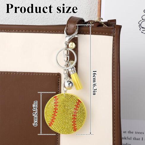 Sparkling Softball Keychain Rhinestone Baseball Pendant Keychain Charms for Sport Lover Bag Accessories in Saudi Arabia