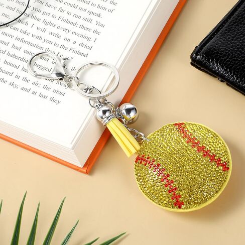 Sparkling Softball Keychain Rhinestone Baseball Pendant Keychain Charms for Sport Lover Bag Accessories in Saudi Arabia