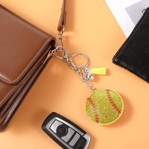 Sparkling Softball Keychain Rhinestone Baseball Pendant Keychain Charms for Sport Lover Bag Accessories in Saudi Arabia