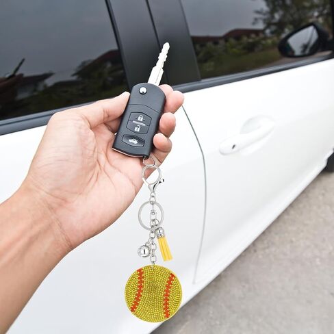 Sparkling Softball Keychain Rhinestone Baseball Pendant Keychain Charms for Sport Lover Bag Accessories in Saudi Arabia