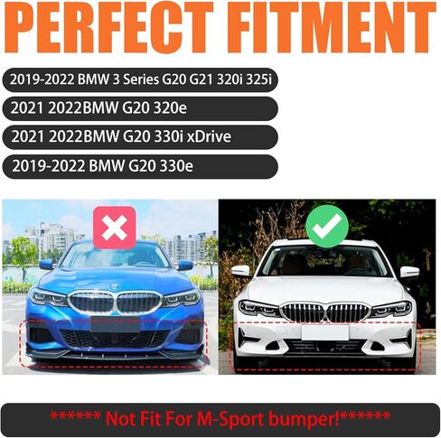 Front Bumper Lip Splitter Spoiler Fit for BMW 3 Series G20 G21 320i 325i 330i 320e 2019 2020 2021 2022 Non M Sport Gloss Black 3pcs in Kuwait