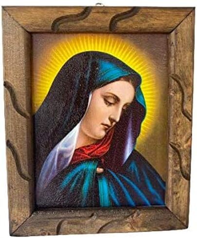 Nuestra Señora De Los Dolores Virgen Dolorosa Imagen Cuadro Rustico De Madera 9"x11" Our Lady Of Sorrows Frame,New in Saudi Arabia