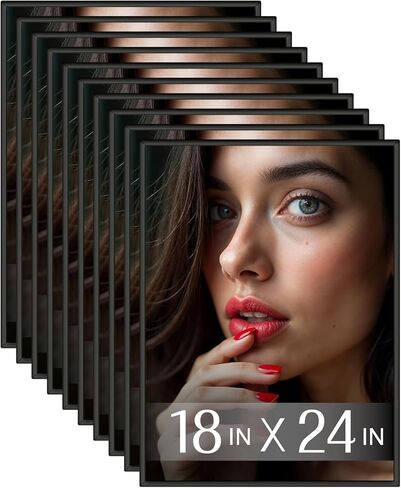 إطار ملصق Plexon مقاس 18 × 24 أسود، جدار أفقي أو عمودي، مجموعة من 10 إطارات ملصقات مقاس 18 × 24، صورة ألغاز معلقة، ملصق متين 24 × 18 إطار شبكي مصقول أمامي، طقم إطار معرض الحائط in Kuwait