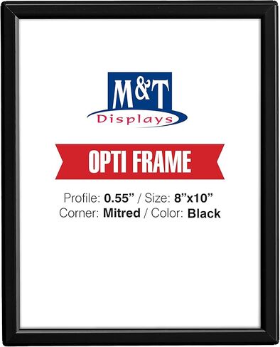 يعرض M&T إطار ملصق Opti Snap مقاس 8 × 10 بوصة أسود 0.55 بوصة من الألومنيوم تحميل أمامي على الحائط صورة وثيقة شهادة حامل علامة زاوية ميترة غطاء مضاد للوهج (10 عبوات) in Saudi Arabia