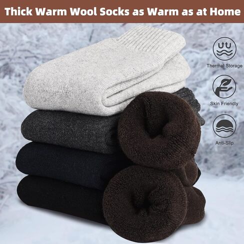 VoJoPi Wool Socks Mens Thick 5 Pairs Thermal Warm Winter Super Soft Cozy Boot Socks for Cold Weather, Size 7-12 in Saudi Arabia