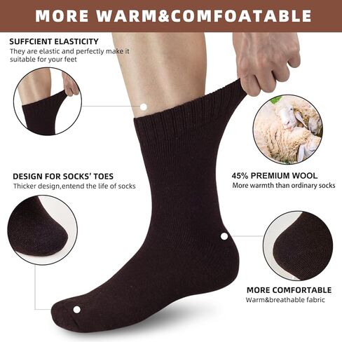 VoJoPi Wool Socks Mens Thick 5 Pairs Thermal Warm Winter Super Soft Cozy Boot Socks for Cold Weather, Size 7-12 in Saudi Arabia