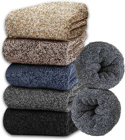 VoJoPi Wool Socks Mens Thick 5 Pairs Thermal Warm Winter Super Soft Cozy Boot Socks for Cold Weather, Size 7-12 in Saudi Arabia