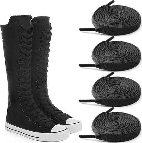 UamGlsob 2Pairs Knee High Shoelaces for Converse Chuck Taylor, Flat Polyester Laces Replacement Strings with Anti-Fray Ends in Saudi Arabia