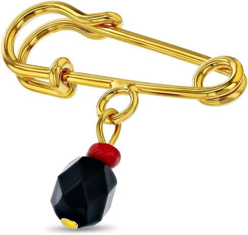 In Season Jewelry Gold Plated Simulated Azabache for Baby Evil Eye Protection Safety Pin Brooch - Ideal Baby Gift for Newborns in Saudi Arabia
