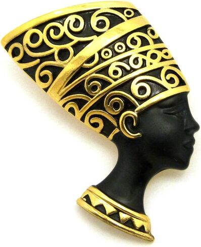 Fashion 21 Egyptian Horus Bird, Maat, Nefertiti, Ankh Piece Brooches Pins Accessory in Gold Tone in Saudi Arabia
