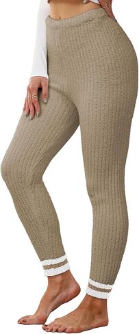Famulily Womens Soft Ribbed Knit Fleece Leggings Winter Warm Thermal Tights Pants in Saudi Arabia