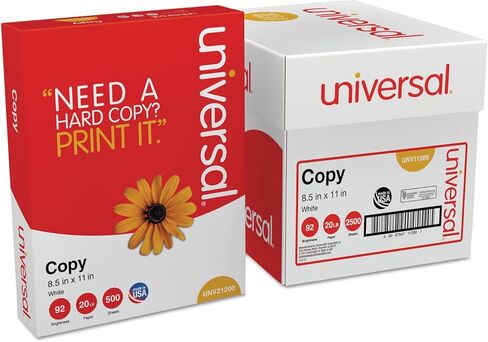 Universal 11289 Copy Paper Convenience Carton, 92 Brightness, 20lb, 8 1/2 x11, White, 5 Reams/CT in Saudi Arabia
