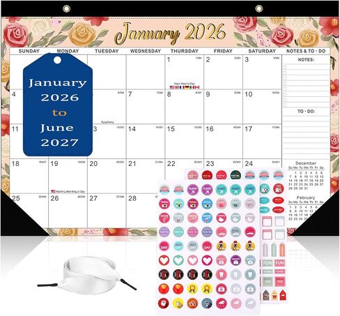 Desk Calendars 2026, 18 Monthly Wall Calendar 2026-2027 Covers January 2026 to June 2027,Large 17" x 12" Desktop Planner with Corner Protectors,Perfect for Office School & Home in Saudi Arabia