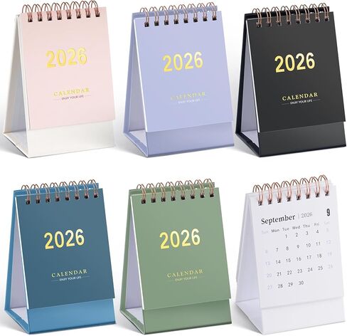 6/12 قطعة تقويم مكتب صغير 2026، تقويم مكتب صغير 2026-2027 - يمتد من يناير 2026 حتى يونيو 2027، تقويم مكتبي صغير ورق سميك مزدوج الأسلاك للمدرسة والمكتب المنزلي (6 قطع) in Saudi Arabia