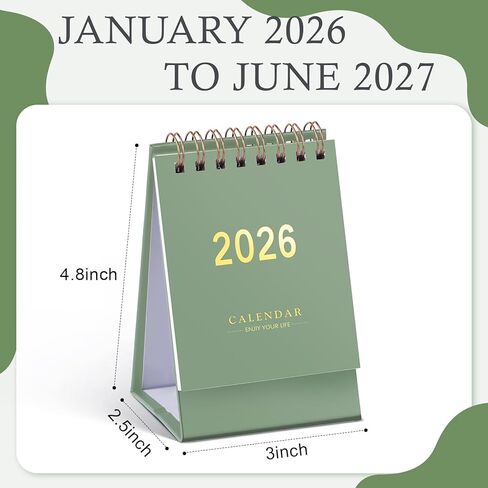 6/12 قطعة تقويم مكتب صغير 2026، تقويم مكتب صغير 2026-2027 - يمتد من يناير 2026 حتى يونيو 2027، تقويم مكتبي صغير ورق سميك مزدوج الأسلاك للمدرسة والمكتب المنزلي (6 قطع) in Kuwait