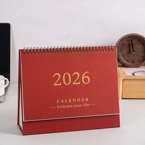 Desk Calendar 2026,Standing 2026 Desk Calendar,Flip Calender 14 Months Calendar(Nov 2025-Dec 2026) for Home School Office (Red) in Saudi Arabia