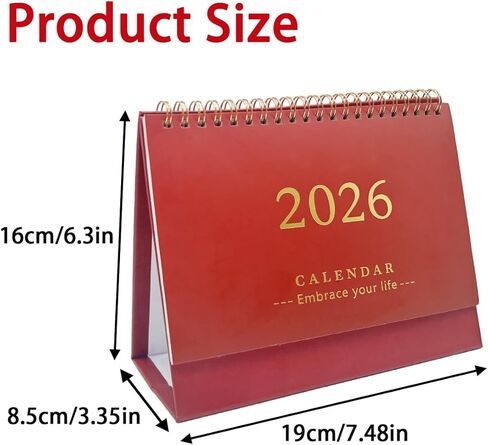 Desk Calendar 2026,Standing 2026 Desk Calendar,Flip Calender 14 Months Calendar(Nov 2025-Dec 2026) for Home School Office (Red) in Saudi Arabia
