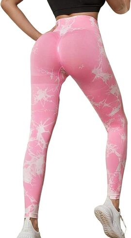 Tie Dye Seamless High Waisted Leggings for Women,Tummy Control,Yoga Pants, Workout Running Athletic Gym in Saudi Arabia