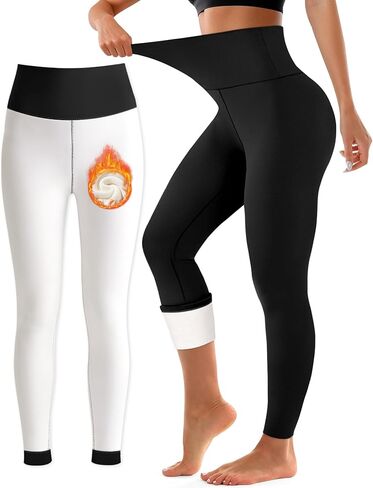 BLUEENJOY Fleece Lined Leggings Women –Thick Winter Warm Thermal High Waisted Tummy Control Workout Women's Soft Yoga Pants in Kuwait