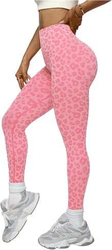 WDIRARA Women's Leopard Print Butt Lifting Leggings High Waisted Skinny Workout Yoga Pants in Kuwait