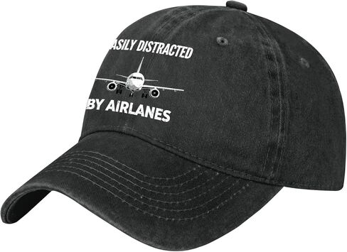 Easily-Distracted by Airplanes Lover Hats for Womens Aesthetic Washed in Saudi Arabia