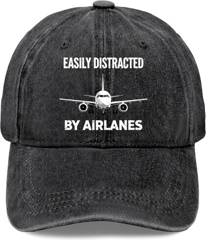 Easily-Distracted by Airplanes Lover Hats for Womens Aesthetic Washed in Saudi Arabia