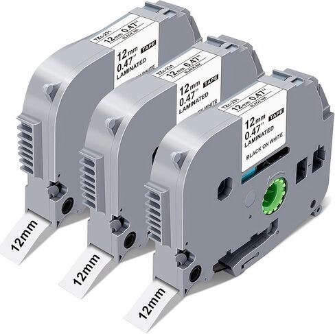 Compatible with Brother TZe TZ 12mm 0.47 Laminated White Tape Replace for Brother P Touch TZe-231 TZe231 TZc-231 Label Mkaer Refills Compatible PTouch PT- D220 D210 H110 D200 1280 D610BT, 8m (26.2ft) in Kuwait