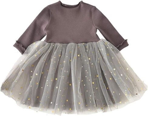 Little Girls Long Sleeves Casual Birthday Dress with Tutu Skirt for 1-4 Years in Saudi Arabia