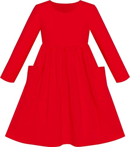فستان بناتي من Sunny Fashion فستان كاجوال قطني بأكمام طويلة مقاس 3-8 in Saudi Arabia