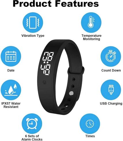 Vibrating Alarm Wristband Deaf People Watch Band Fit Sleeps Rise Silent Shock Clock Bracelet Bands for Heavy Sleepers Wearable Wrist Band That Won't Wake Partner Vibration Bed Shaker in Kuwait