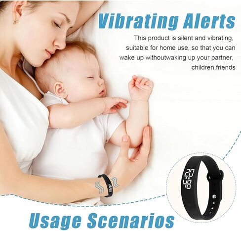 Vibrating Alarm Wristband Deaf People Watch Band Fit Sleeps Rise Silent Shock Clock Bracelet Bands for Heavy Sleepers Wearable Wrist Band That Won't Wake Partner Vibration Bed Shaker in Kuwait