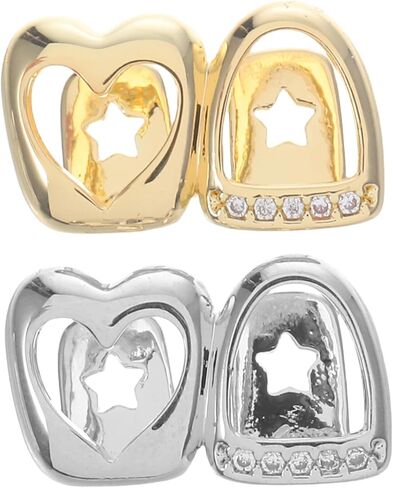 BESPORTBLE 2 قطعة مجوهرات أسنان للنساء والرجال بأحجار الراين اللامعة قبعات أسنان مزخرفة لشوايات الفم من أجل الحلي التنكرية Hiphop Rapper Grills Props in Kuwait