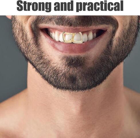 BESPORTBLE 2 قطعة مجوهرات أسنان للنساء والرجال بأحجار الراين اللامعة قبعات أسنان مزخرفة لشوايات الفم من أجل الحلي التنكرية Hiphop Rapper Grills Props in Kuwait