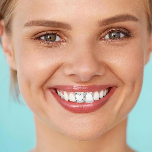 BESPORTBLE 2 قطعة مجوهرات أسنان للنساء والرجال بأحجار الراين اللامعة قبعات أسنان مزخرفة لشوايات الفم من أجل الحلي التنكرية Hiphop Rapper Grills Props in Kuwait