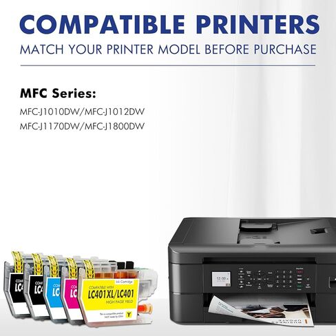 خراطيش حبر LC401XL LC401 MFC-J1010DW لطابعة Brother LC 401 401XL لـ MFC-J1010DW MFC-J1170DW MFC-J1012DW MFC-J1800DW MFC J1010DW - 5 عبوات عالية الإنتاجية أسود سماوي أرجواني أصفر in Saudi Arabia