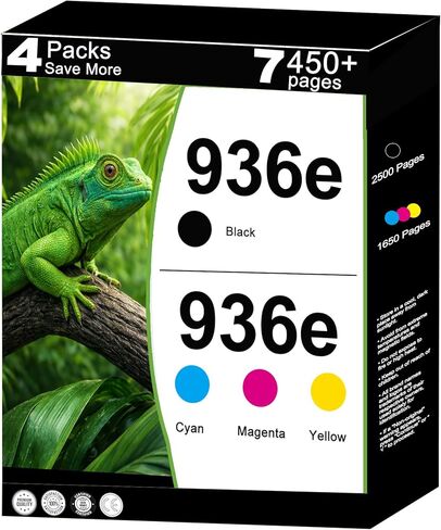 936e 936 خراطيش الحبر كومبو حزمة بديلة لـ HP 936 XL 936XL لـ OfficeJet 9122e Pro 9730 9120b 9130 9120e 9120 9125e 9125 9730e 9128e 9135e 9135 9110b الطابعة (4-حزمة سماوي أرجواني أصفر أسود) in Kuwait