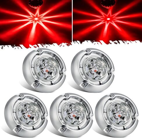 Partsam 5pcs 1.5 بوصة عدسة زجاجية صغيرة أضواء البطيخ [في انتظار براءة اختراع]، العنبر LED علامة التخليص ضوء إشارة بدوره لمقطورة نصف شاحنة RV، متوافق مع Freightliner Kenworth Peterbilt in Saudi Arabia