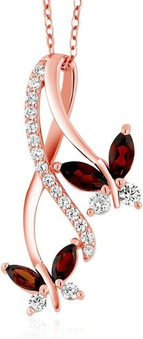 Gem Stone King 925 Sterling Silver Red Garnet Butterfly Infinity Pendant Necklace For Women (1.21 Cttw, Marquise Cut Gemstone Birthstone with 18 Inch Silver Chain) in Saudi Arabia