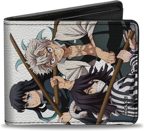 Demon Slayer Wallet, Bifold, Demon Slayer Three Character Group Pose and Title Logo White, Vegan Leather in Saudi Arabia