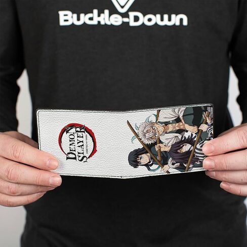 Demon Slayer Wallet, Bifold, Demon Slayer Three Character Group Pose and Title Logo White, Vegan Leather in Saudi Arabia